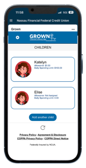 cellphone with a Grown App dashboard