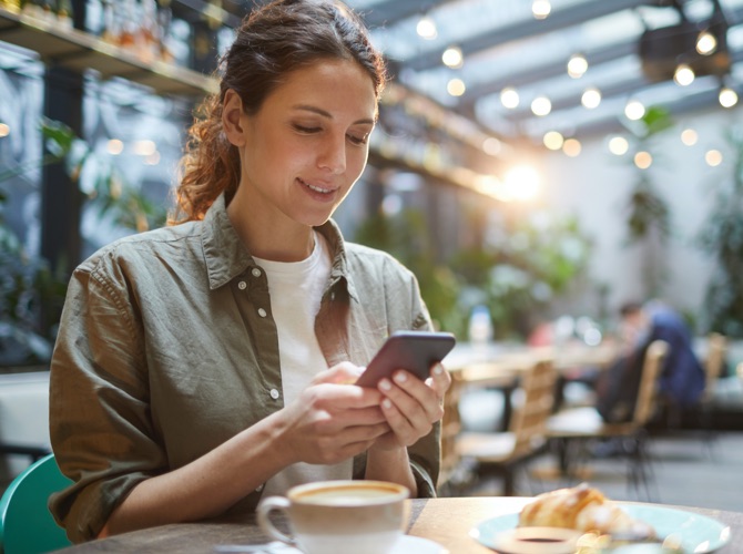 person using smartphone